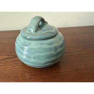 Pfaltzgraff Seychelles Sugar Bowl +Lid  Sea Green Glossed Teal